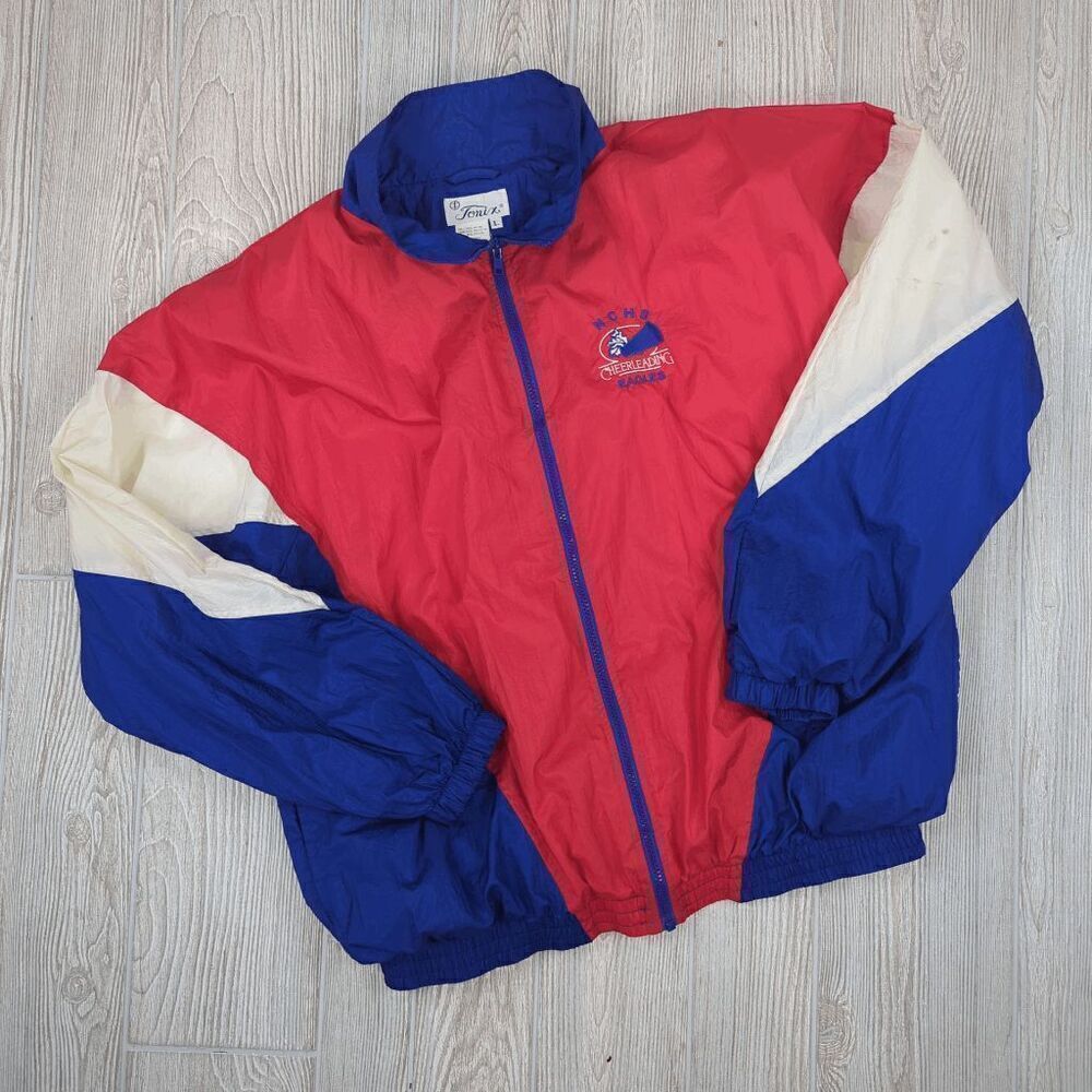 Vintage 80s Fonix Women’s Oversized Large Colorblock Cheerleading Jacket Coat